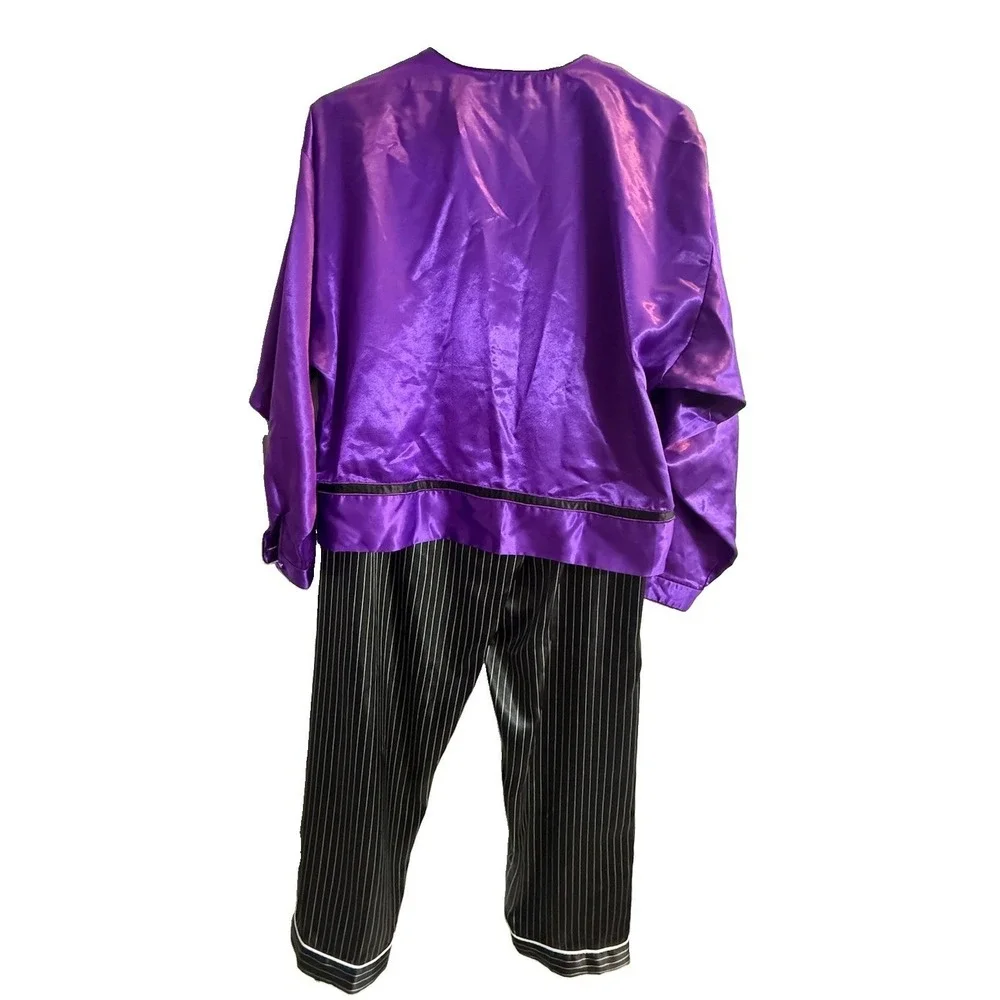 Vtg Victoria's Secret Gold Label Purple Satin Top S Macys Pinstripe Pants M Set